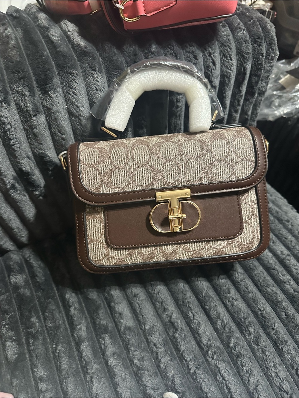Chocolate Brown Top-Handle Satchel With Matching Wallet & A Crossbody Strap